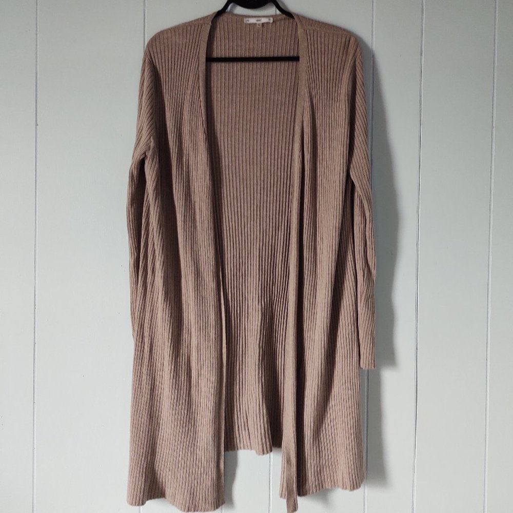 Sioni Ribbed Open Front Long Cardigan